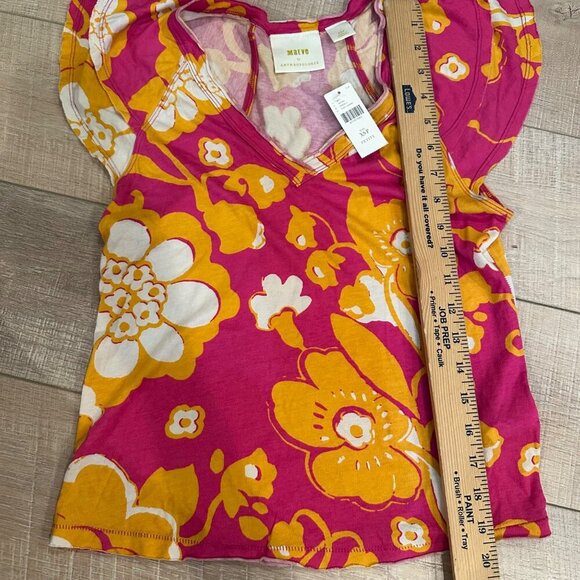 MAEVE BY ANTHROPOLOGIE PINK AND ORANGE CAP SLEEVE SHIRT NEW XS PETITE - Picture 5 of 8